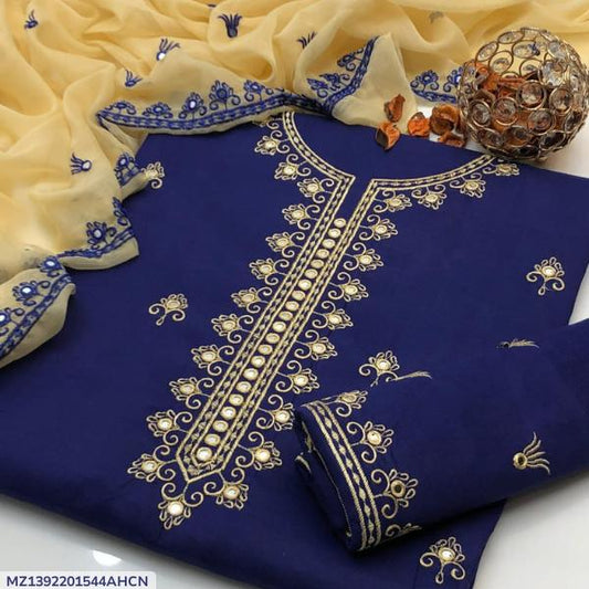 3 Pcs Women's Unstitched Embroidered Suit