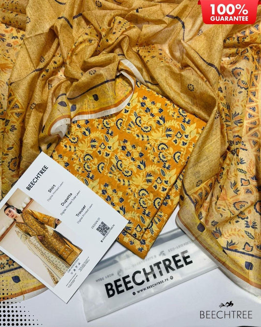 3 Pcs Women's Unstitched Digital Print Suit