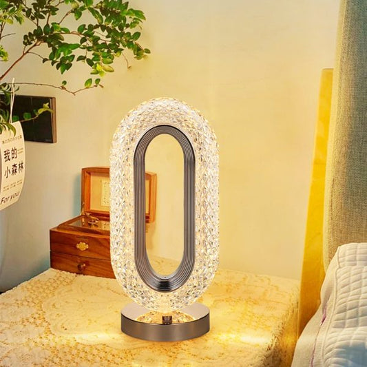 Rechargeable Luxury Oval Shaped Crystal Table Lamp