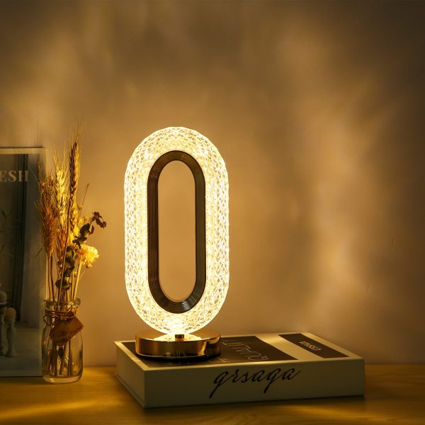 Rechargeable Luxury Oval Shaped Crystal Table Lamp