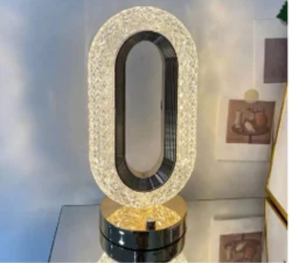 Rechargeable Luxury Oval Shaped Crystal Table Lamp