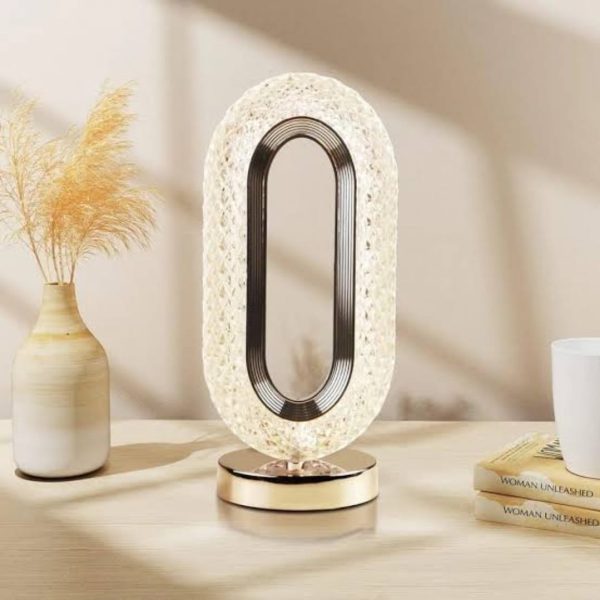 Rechargeable Luxury Oval Shaped Crystal Table Lamp