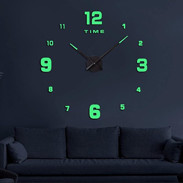 Glow In The Dark Clock Wall For Living Decor Modern Decorative