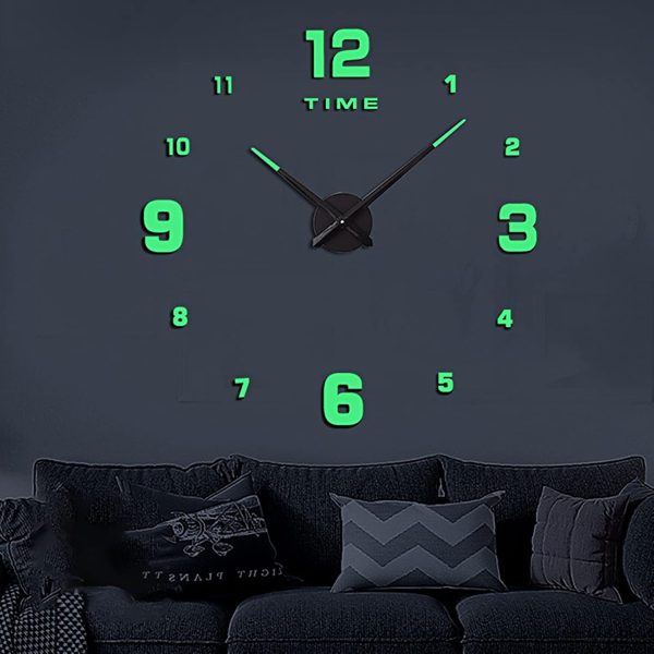 Glow In The Dark Clock Wall For Living Decor Modern Decorative