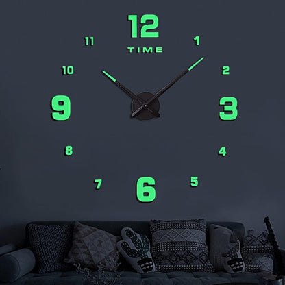 Glow In The Dark Clock Wall For Living Decor Modern Decorative